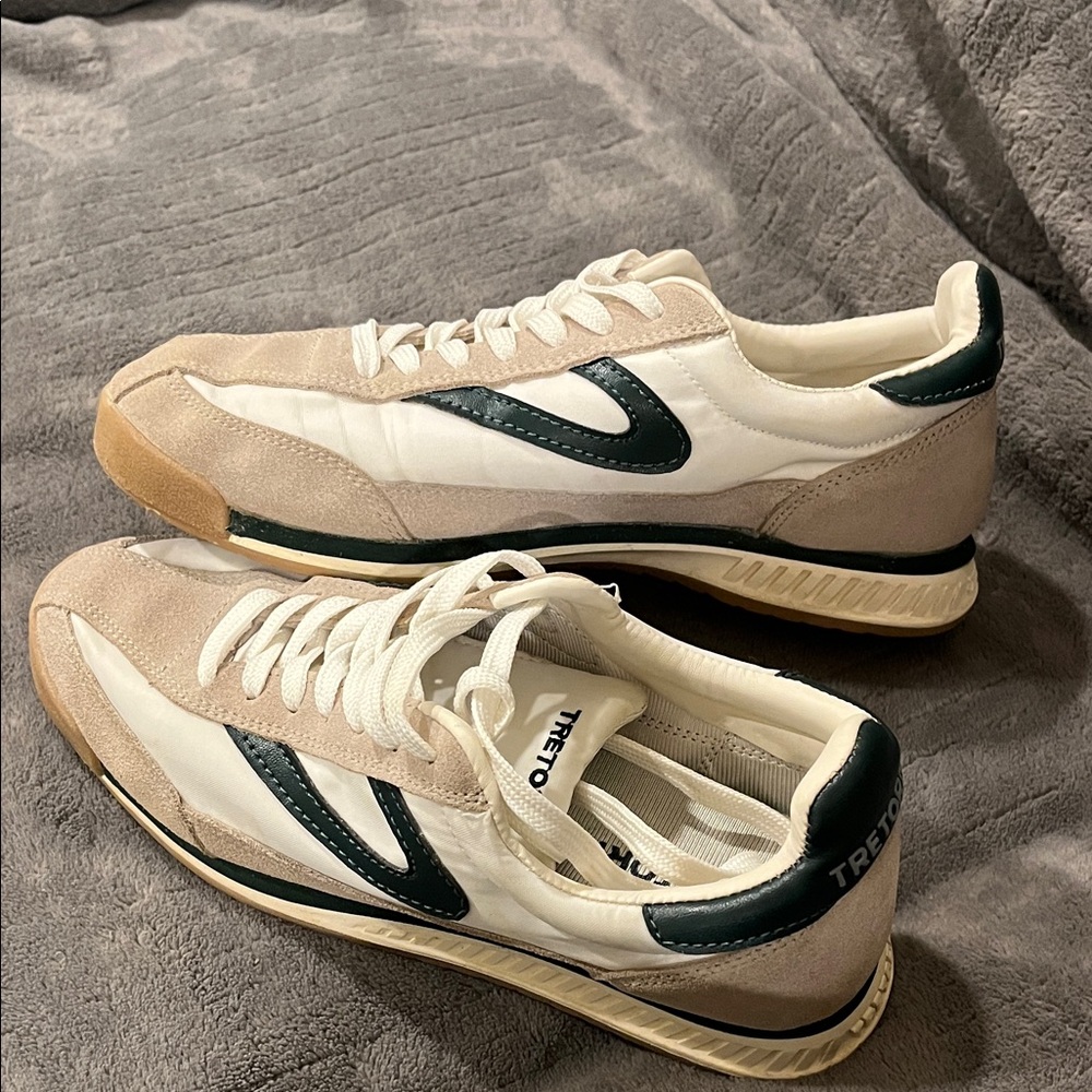 Tretorn Cream/Dark Green Shoes